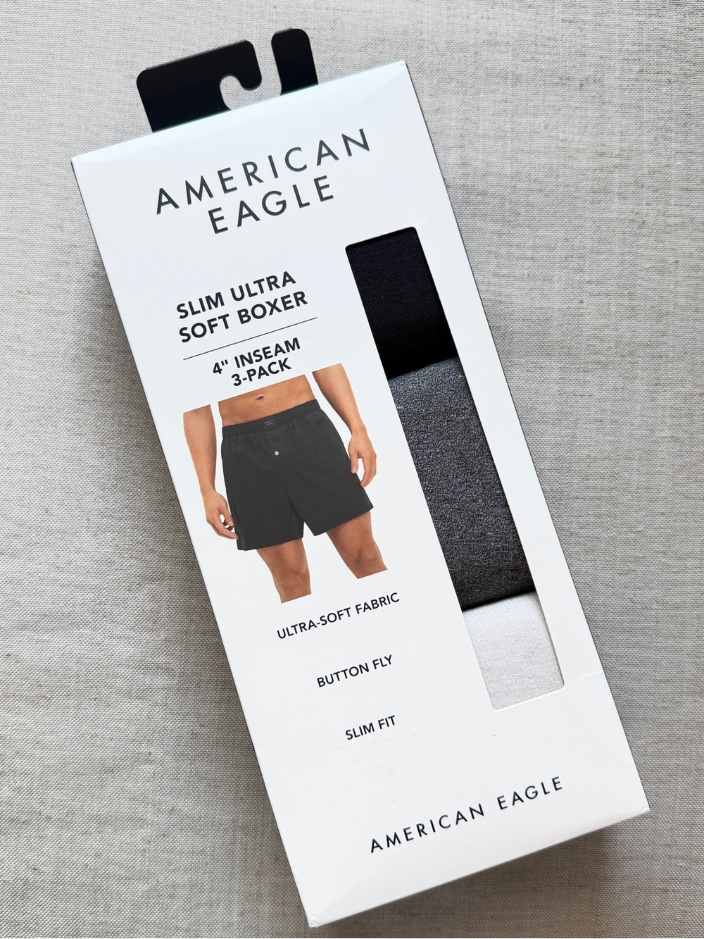 American Eagle Outfitters Black, Gray & White Slim Ultra Soft Boxer 3-Pack